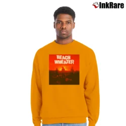 Men’s Beach Weather Sunset Crewneck Sweatshirt in orange | Cozy Fabric, Clean Style