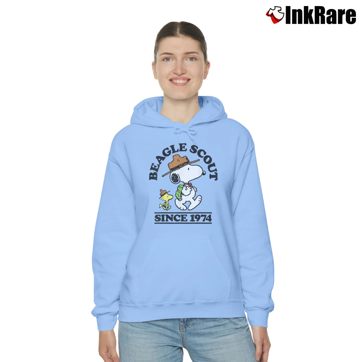 Women’s beagle scout snoopy and woodstock since 1974 Cozy Hoodie in light blue | Warm, Structured, Stylish