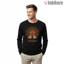 Beaker Retro Japanese Style Sunburst Poster Shirt on black long sleeve shirt for men graphic tee