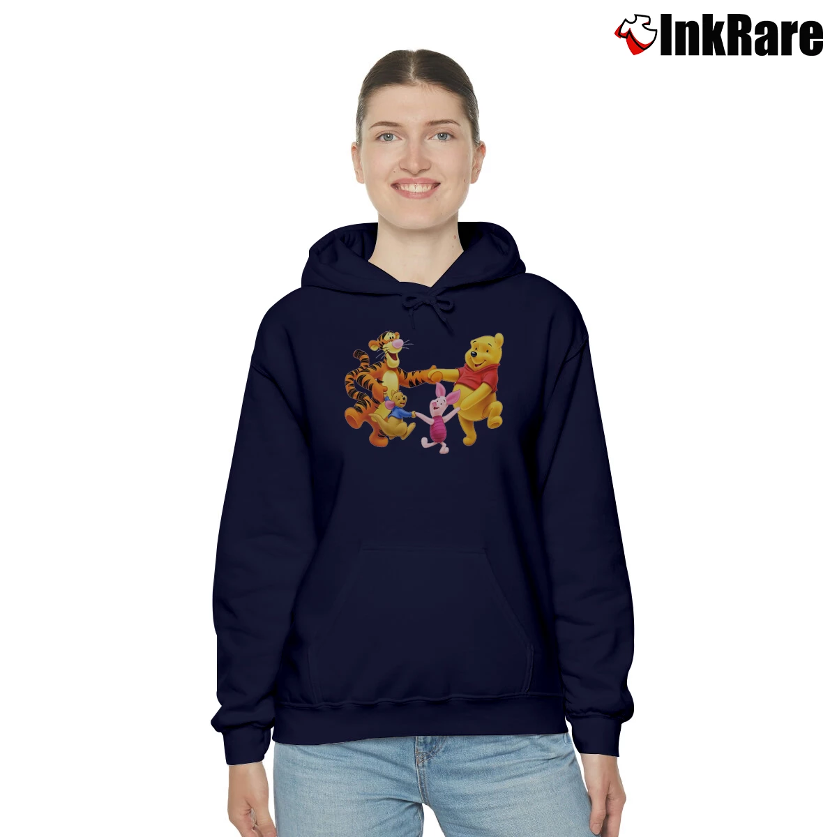 Women’s Bear And Friend Graphic Cozy Hoodie in navy | Warm, Structured, Stylish