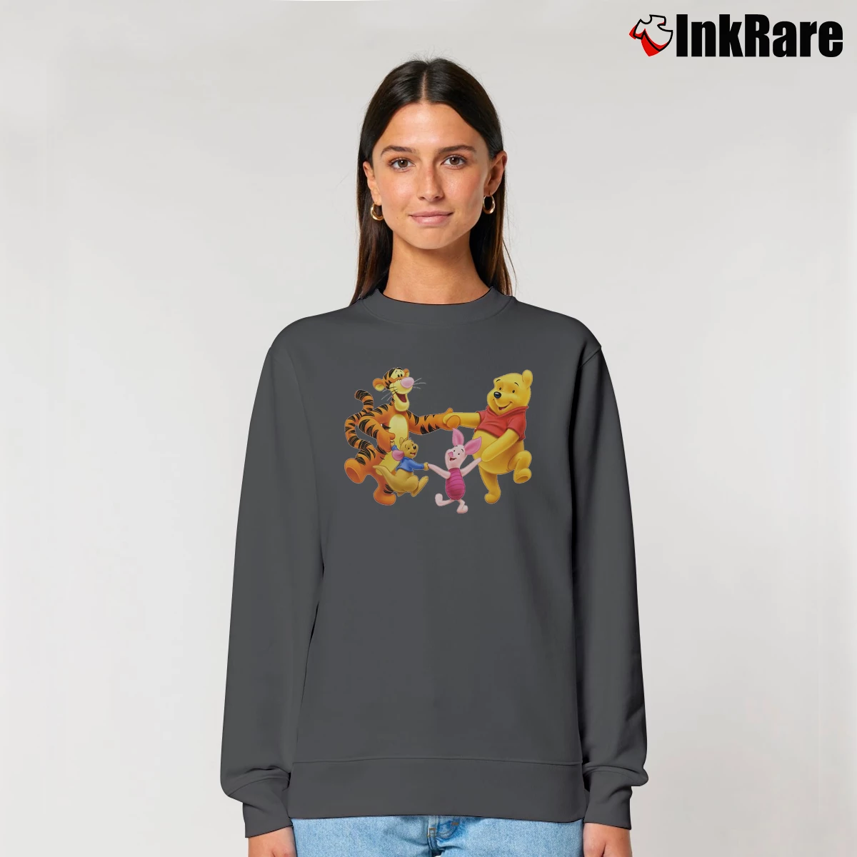 Women’s Bear And Friend Graphic Relaxed Sweatshirt in charcoal | Soft, Laid-Back Vibe