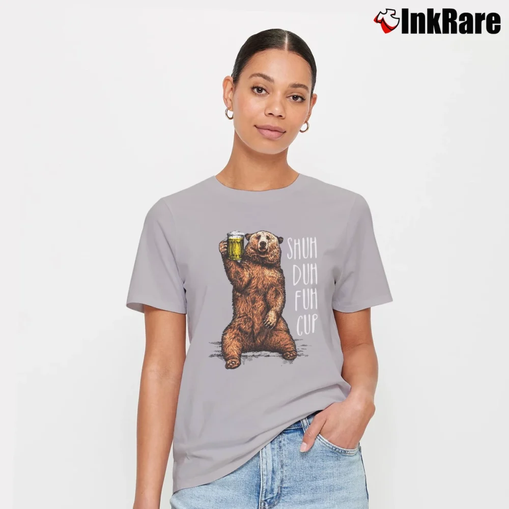 Women’s Bear Shuh Duh Fuh Cup Beer Camping Signature T-Shirt in sport grey | Soft, Flattering Fit