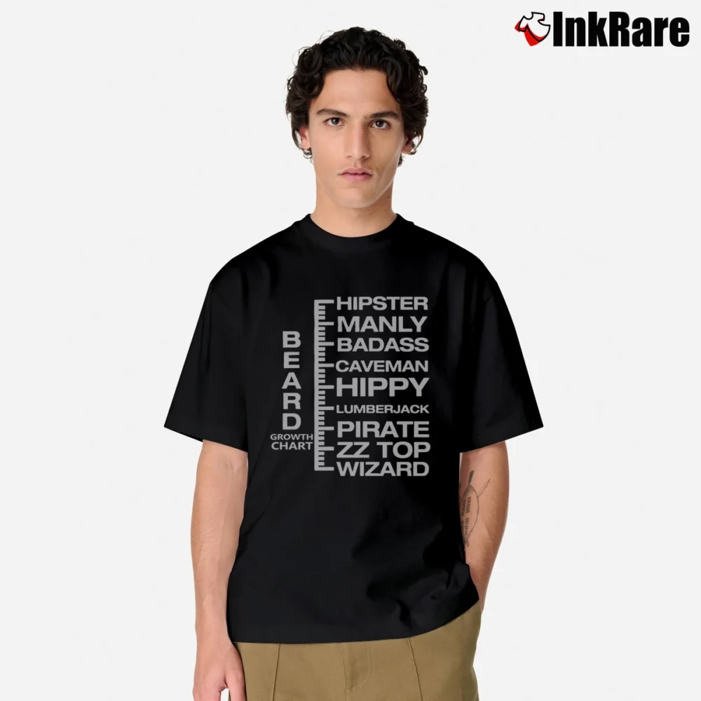 Men’s Beard Growth Chart Funny Hipster Classic T-Shirt in black | Soft, Breathable Everyday Wear