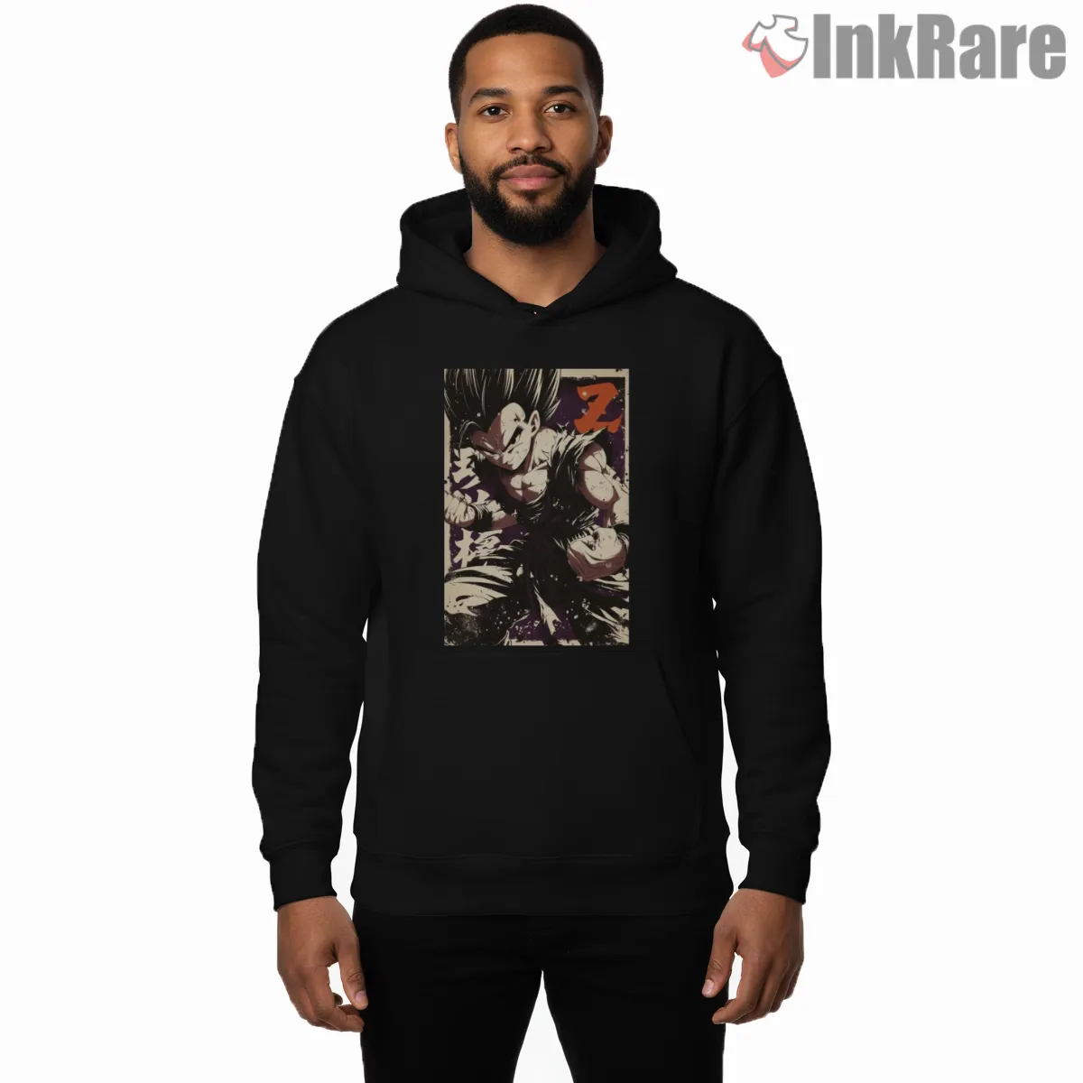 Beast Gohan Vintage Duo Tone Poster Shirt on black hoodie for men graphic tee