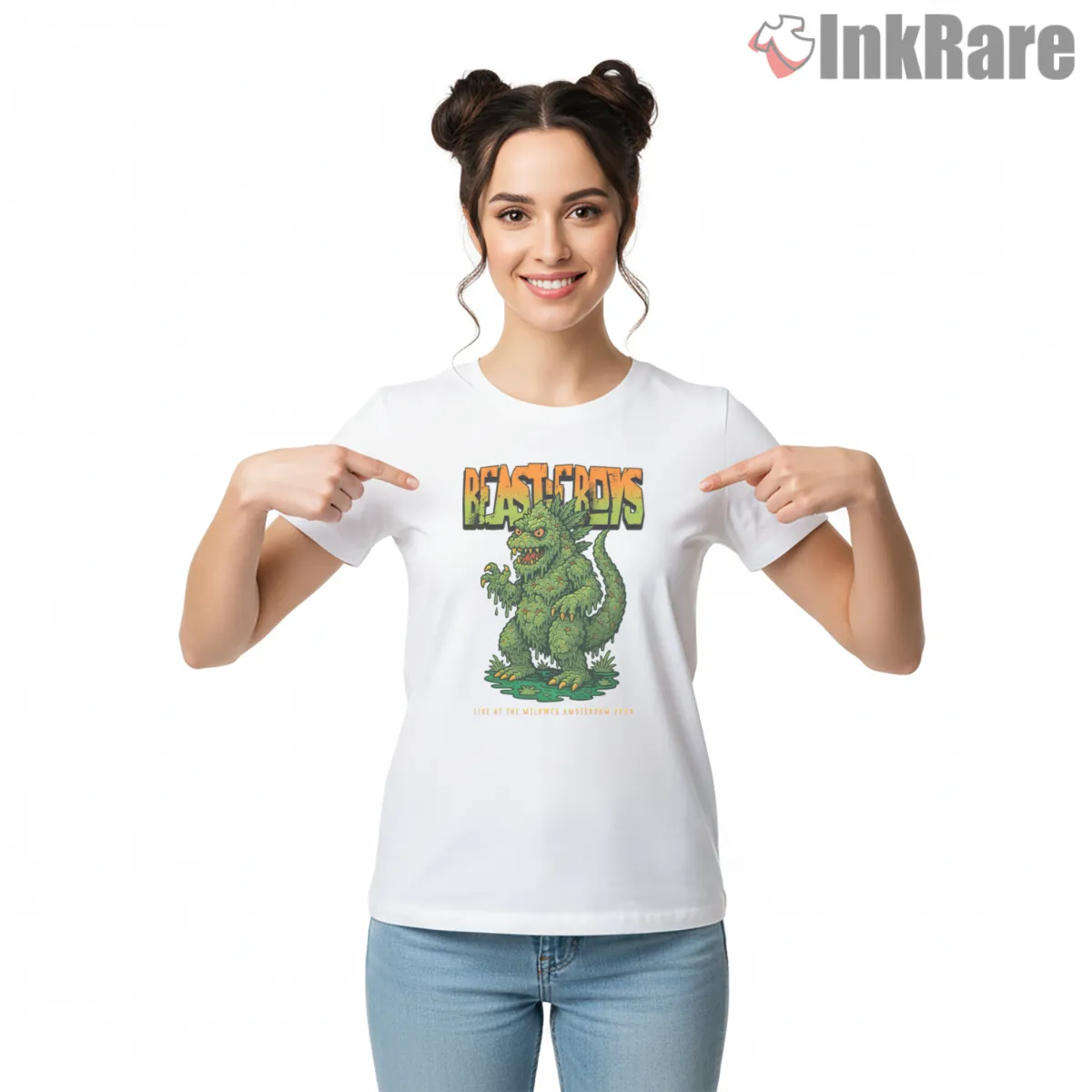 Beastie Boys Amsterdam 2004 Monster Gig Shirt on white short sleeve shirt for women graphic tee