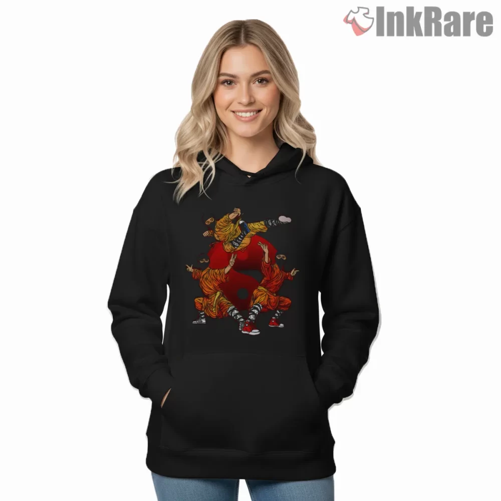 Beastie Boys Breakdance Fire Illustration Shirt on black hoodie for women graphic tee