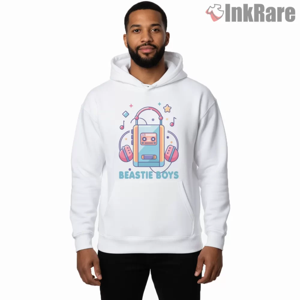 Beastie Boys Colorful Cassette Headphones Music Shirt on white hoodie for men graphic tee