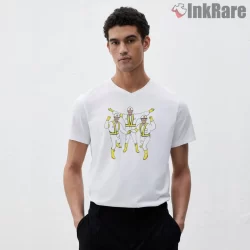 Beastie Boys Intergalactic Dance Squad Shirt on white v-neck shirt for men graphic tee