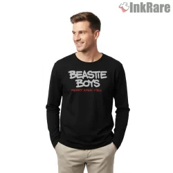 Beastie Boys Merry Xmas Yall Holiday Shirt on black long sleeve shirt for men graphic tee