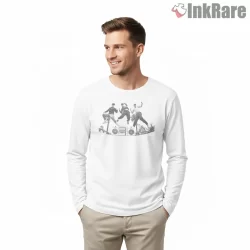 Beastie Boys Rooftop Boombox Jump Photo Shirt on white long sleeve shirt for men graphic tee