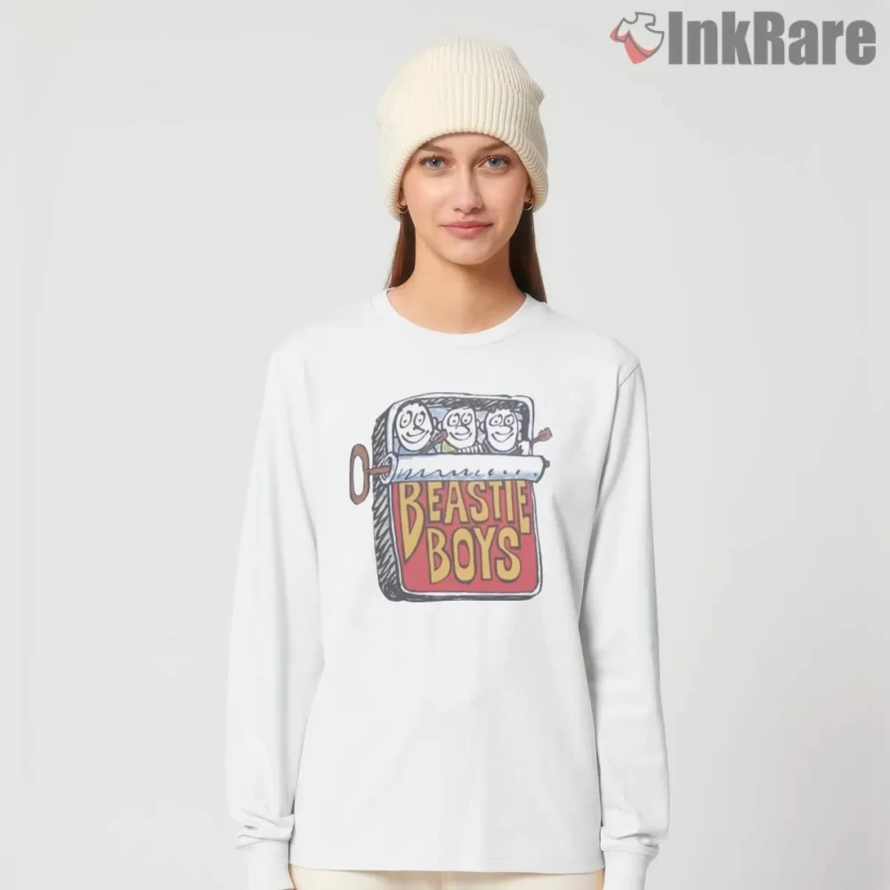 Beastie Boys Sardine Can Cartoon Shirt on white long sleeve shirt for women graphic tee