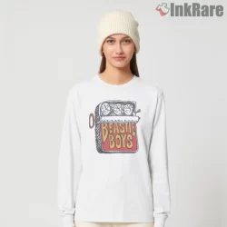 Beastie Boys Sardine Can Cartoon Shirt on white long sleeve shirt for women graphic tee