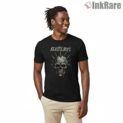 Beastie Boys Winged Skull Band Emblem Shirt on black short sleeve shirt for men graphic tee