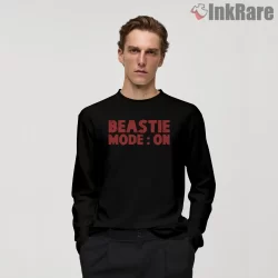 Beastie Mode On Bold Text Shirt on black long sleeve shirt for men graphic tee
