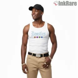 Beasties 1981 Gothic Letter Logo Shirt on white tank top for men graphic tee