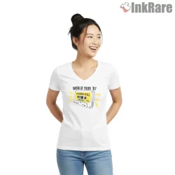 Beasties Licensed To Ill World Tour Eighty Seven Shirt on white v-neck shirt for women graphic tee