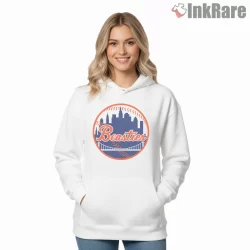 Beasties New York Mets Mashup Baseball Shirt on white hoodie for women graphic tee
