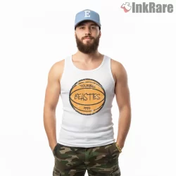 Beasties Tour Ball Nineties Basketball Shirt on white tank top for men graphic tee