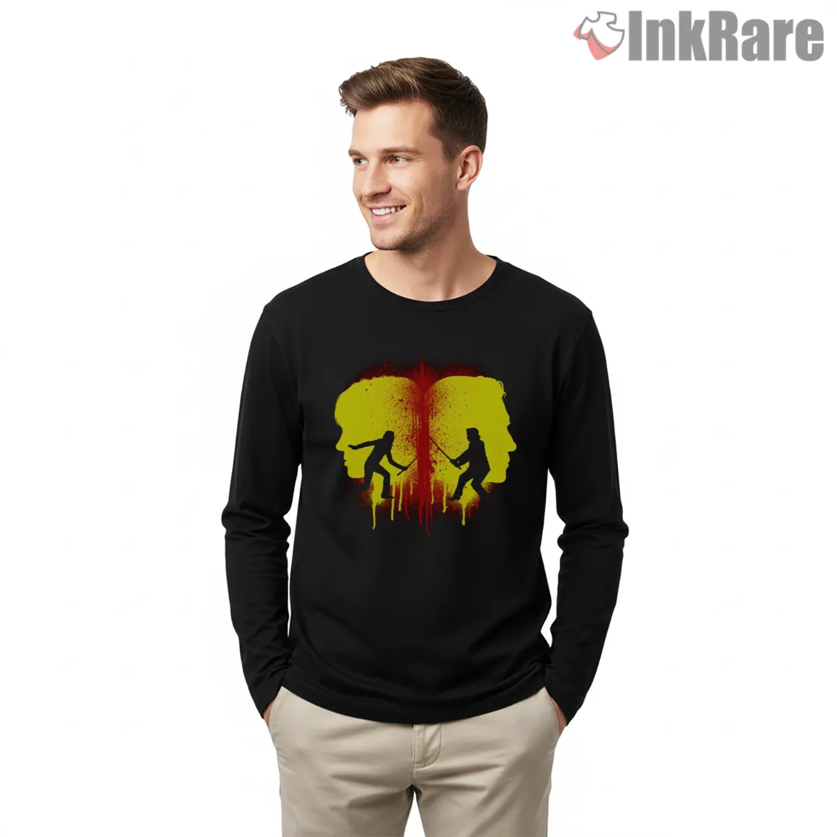 Beatrix And Bill Duel Silhouette Sunset Kill Bill Long Sleeve Black Beatrix And Bill Duel Silhouette Sunset Kill Bill Shirt on black long sleeve shirt for men graphic tee