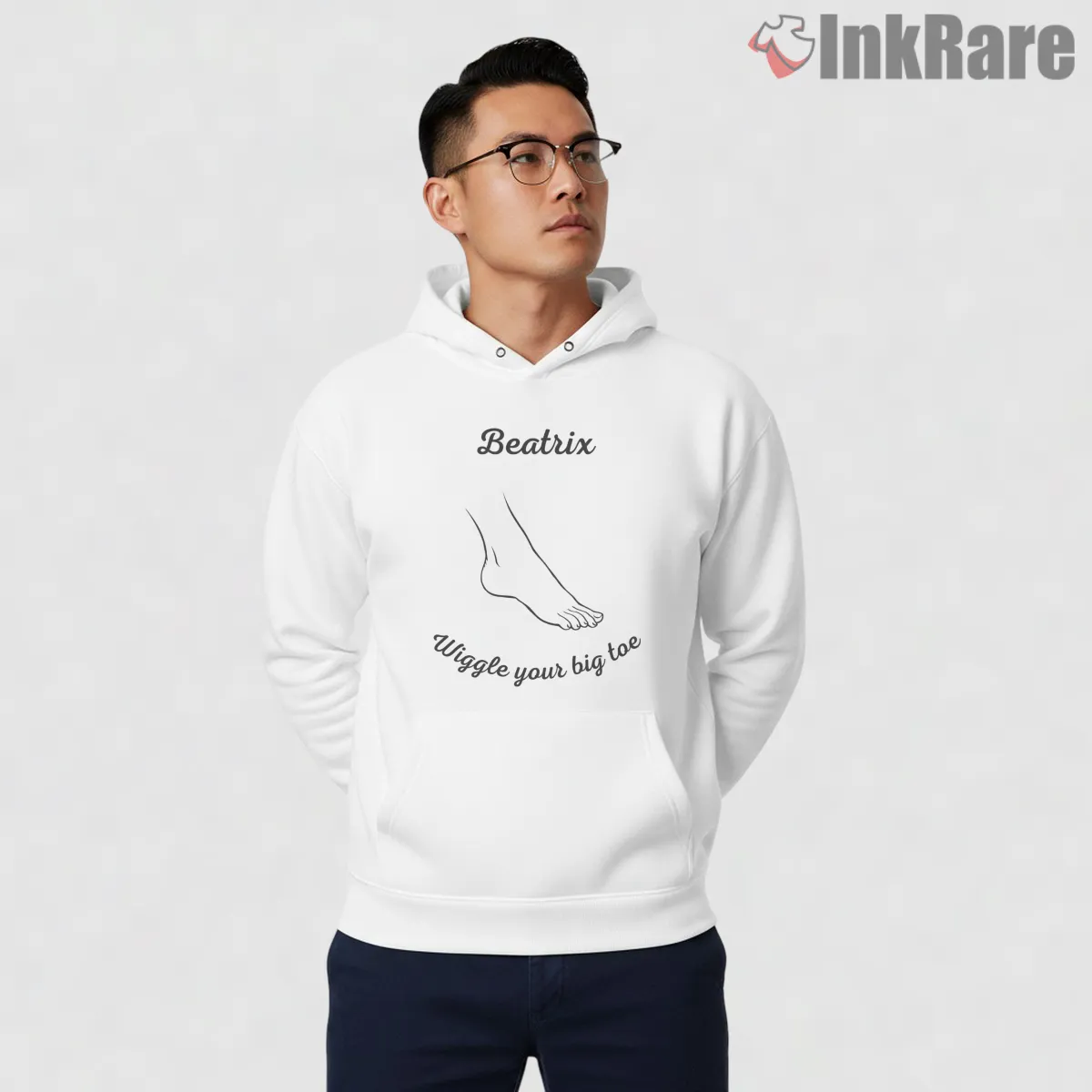 Beatrix Kiddo Big Toe Scene Minimal Line Art Hoodie White Beatrix Kiddo Big Toe Scene Minimal Line Art Shirt on white hoodie for men graphic tee