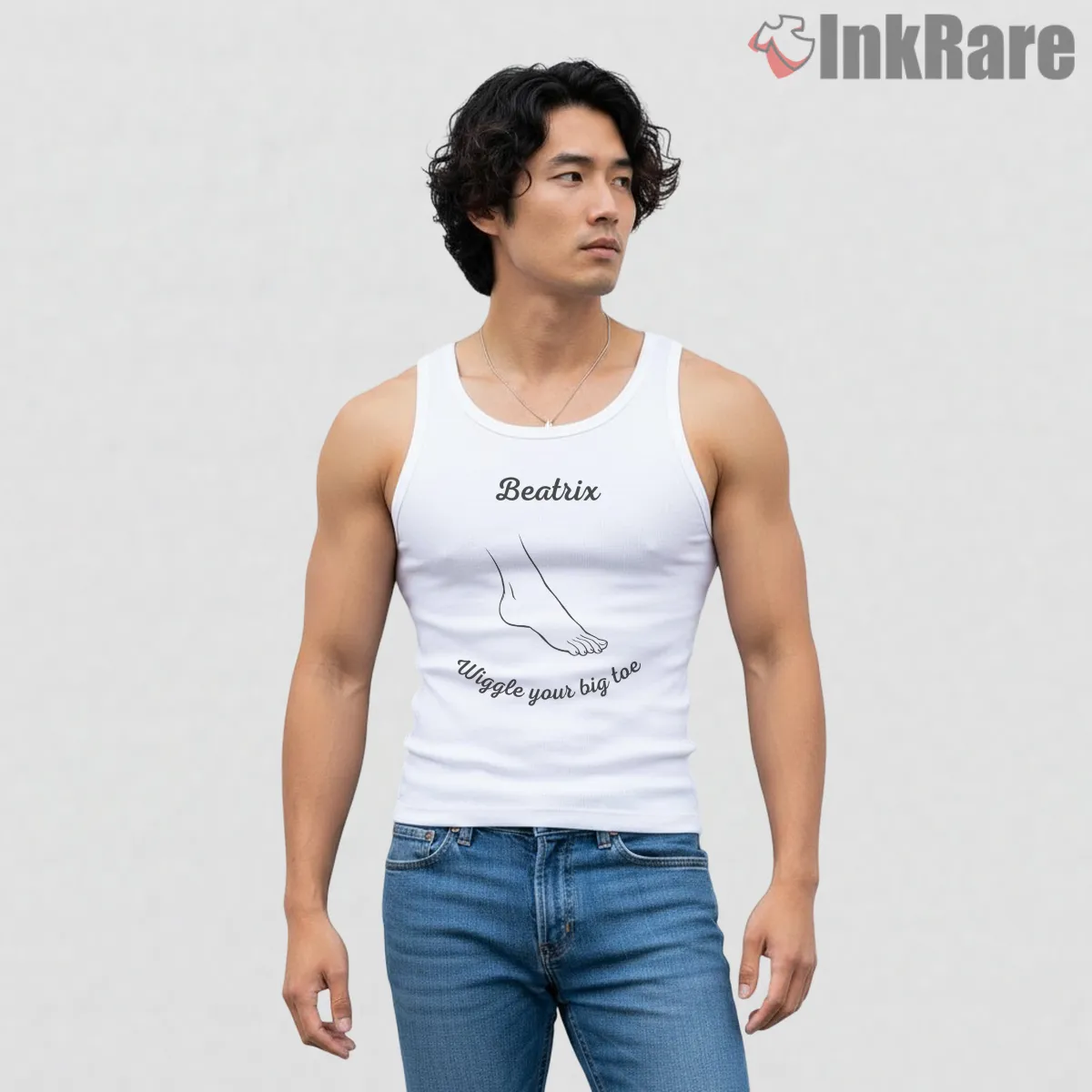 Beatrix Kiddo Big Toe Scene Minimal Line Art Tank Top White Beatrix Kiddo Big Toe Scene Minimal Line Art Shirt on white tank top for men graphic tee