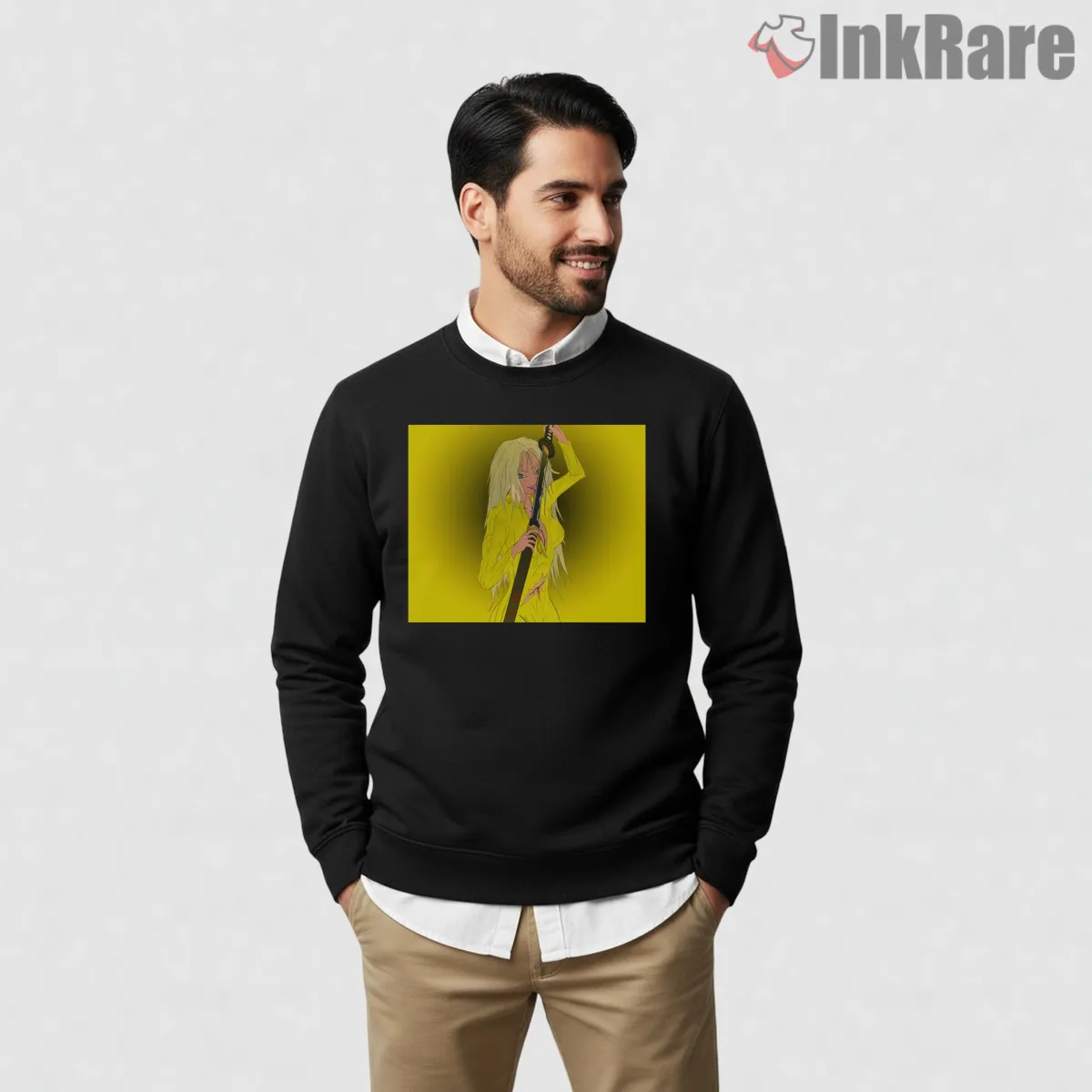 Beatrix Kiddo Yellow Suit Katana Minimal Portrait Shirt Beatrix Kiddo Yellow Suit Katana Minimal Portrait Shirt on graphic shirt for men graphic tee