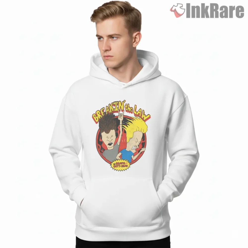 Beavis And Butt Head Breakin The Law Concert Shirt on white hoodie for men graphic tee