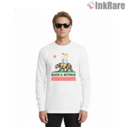 Beavis And Butt Head California Bear Flag Parody Shirt on white long sleeve shirt for men graphic tee