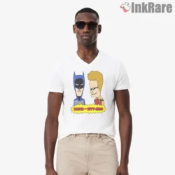 Beavis And Butt Head Dark Knight Sidekick Parody Shirt on white v-neck shirt for men graphic tee