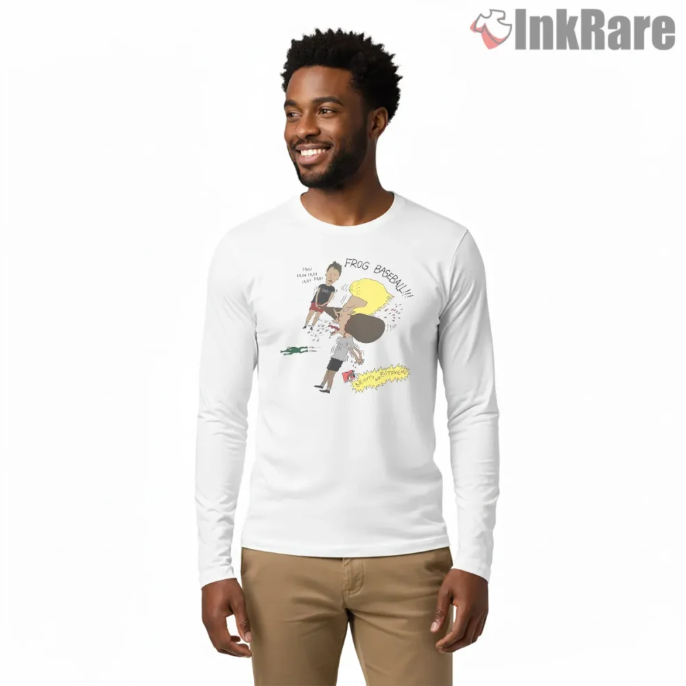 Beavis And Butt Head Frog Baseball Classic Cartoon Shirt on white long sleeve shirt for men graphic tee