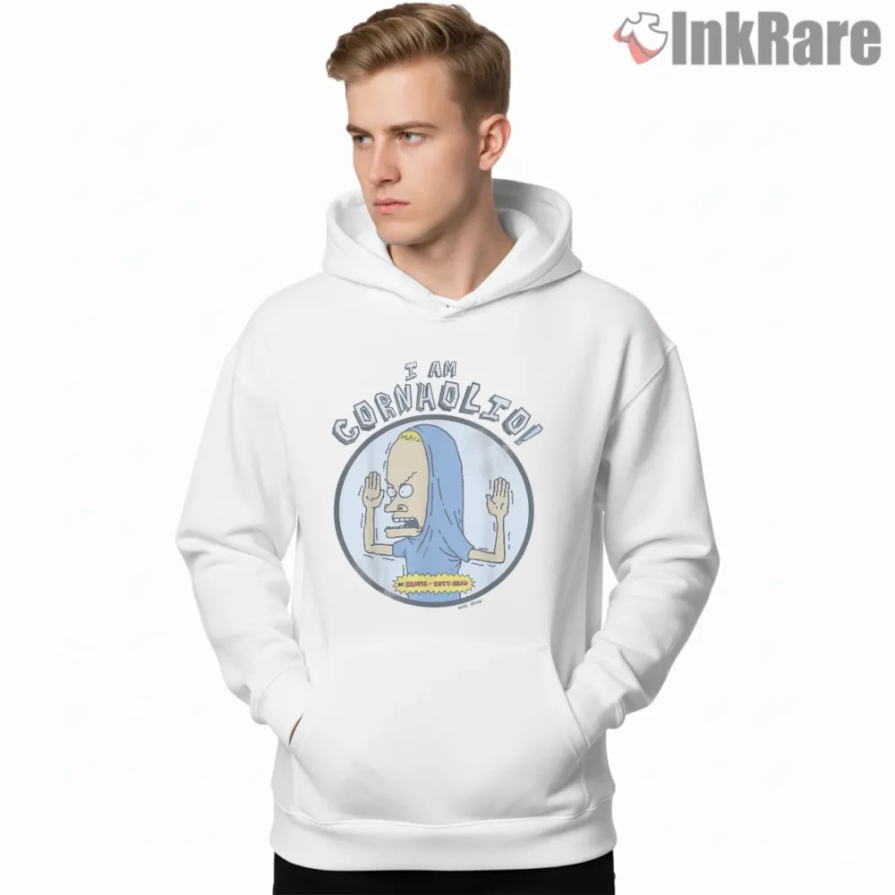 Beavis And Butt Head I Am Cornholio Distressed Circle Shirt on white hoodie for men graphic tee
