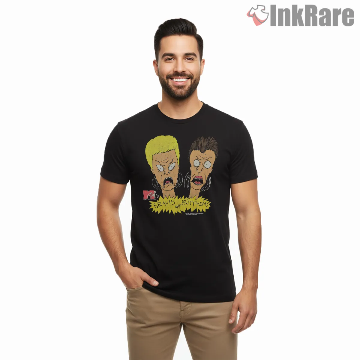 Beavis And Butt Head Intense Close Up Mtv Short Sleeve Black Beavis And Butt Head Intense Close Up Mtv Shirt on black short sleeve shirt for men graphic tee
