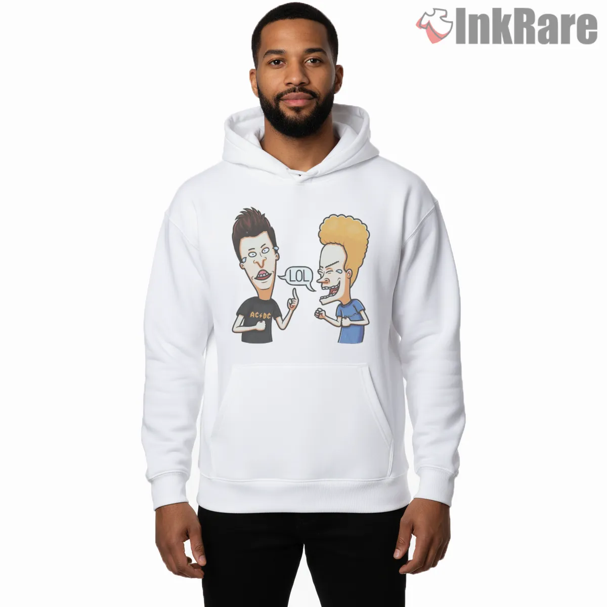 Beavis And Butt Head Lol Reaction Cartoon Shirt on white hoodie for men graphic tee
