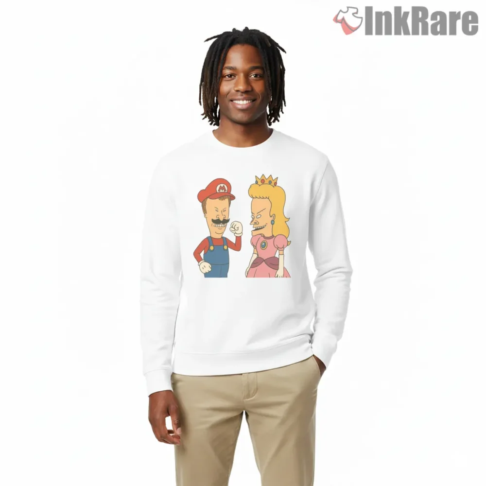 Beavis And Butt Head Mario And Princess Couple Parody Shirt on graphic shirt for men graphic tee