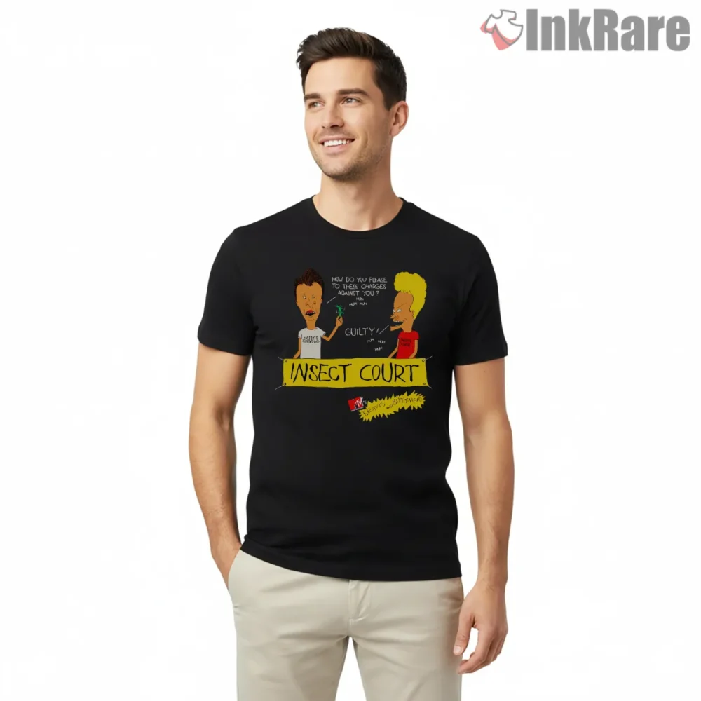 Beavis And Butt Head Mtv Insect Courtroom Comedy Shirt on black short sleeve shirt for men graphic tee