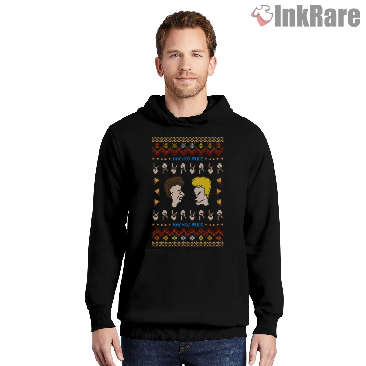 Beavis And Butt Head Nachos Rule Sweater Shirt on black hoodie for men graphic tee