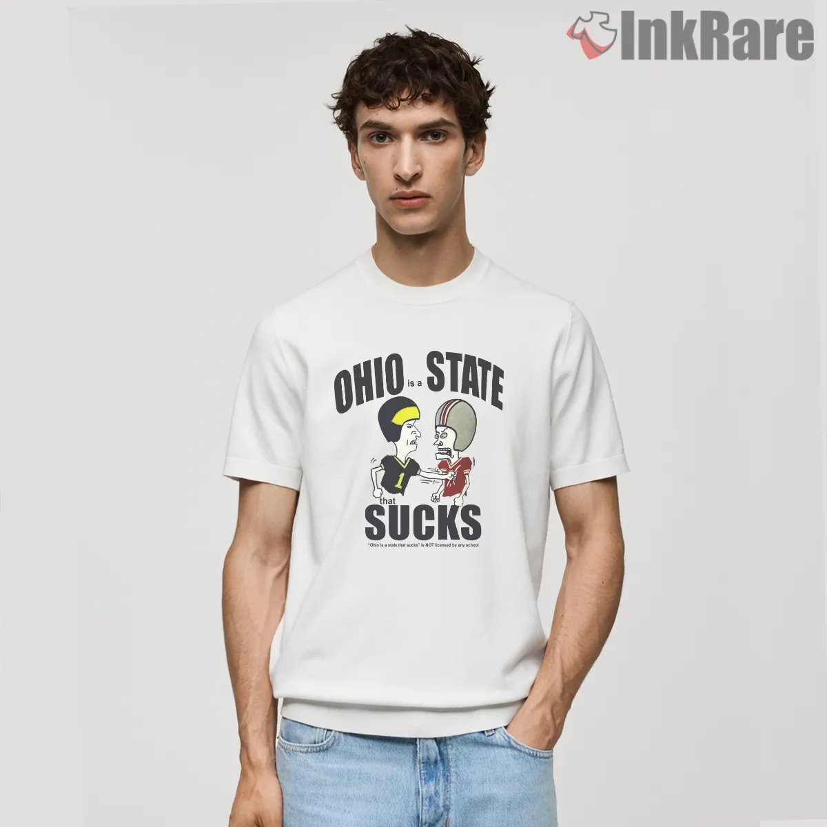 Beavis And Butt Head Ohio State Sucks Rivalry Short Sleeve White Beavis And Butt Head Ohio State Sucks Rivalry Shirt on white short sleeve shirt for men graphic tee