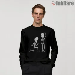 Beavis And Butt Head Rock On Skeleton Duo Shirt on black long sleeve shirt for men graphic tee