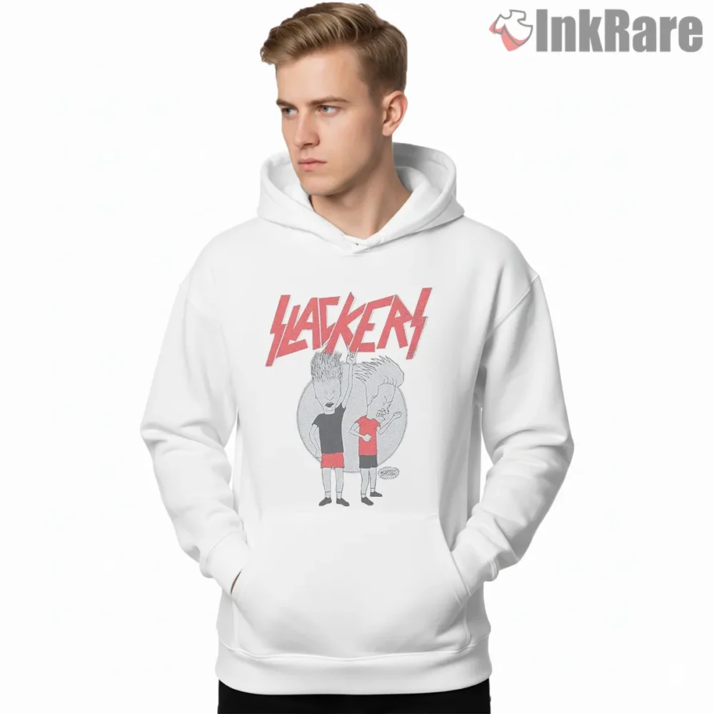 Beavis And Butt Head Slackers Sketch Style Shirt on white hoodie for men graphic tee
