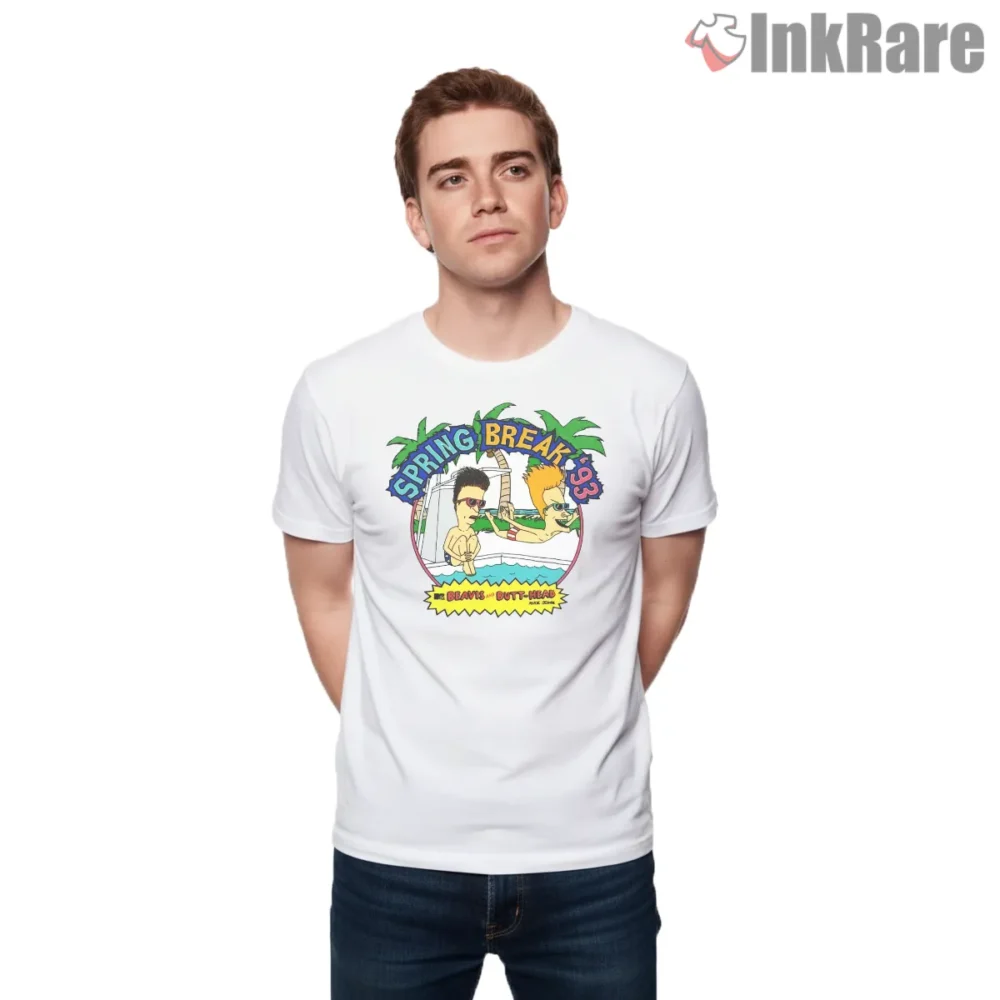 Beavis And Butt Head Spring Break Ninety Three Lakers Boat Shirt on white short sleeve shirt for men graphic tee