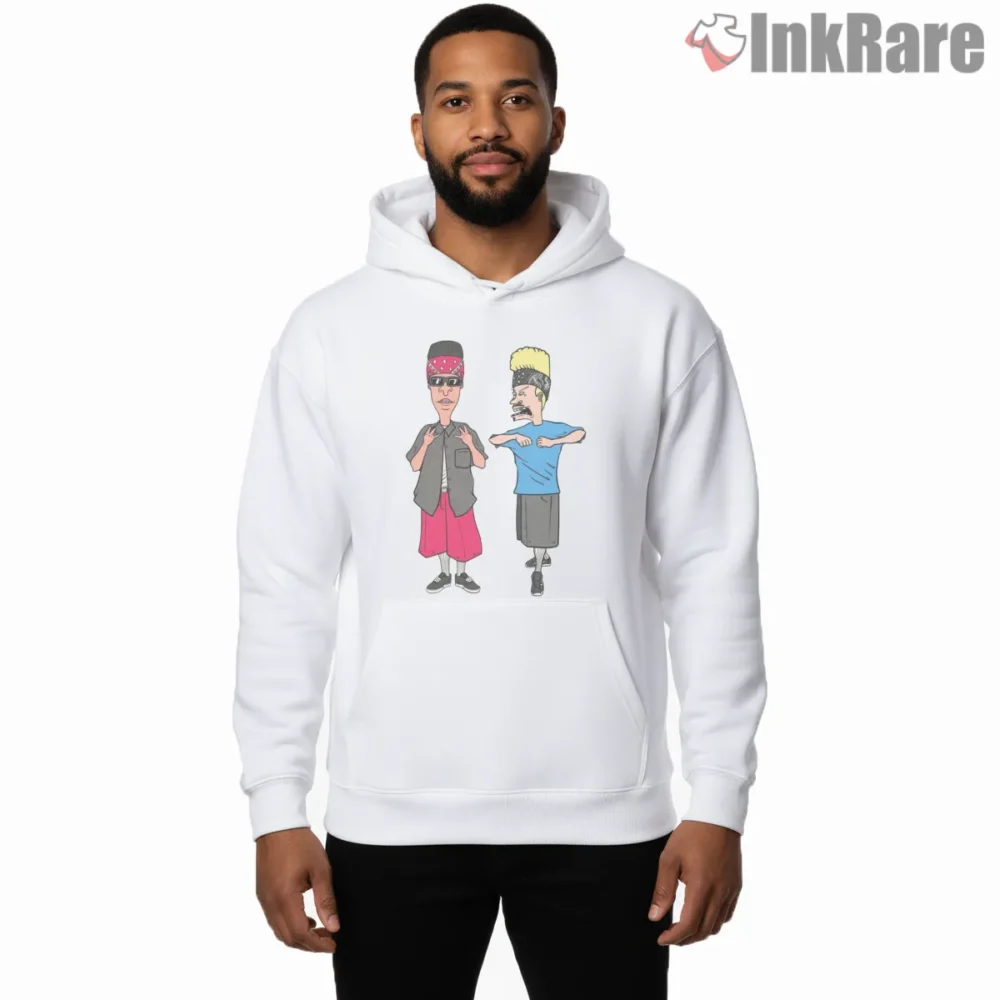 Beavis And Butt Head Street Style Duo Cartoon Shirt on white hoodie for men graphic tee