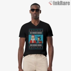 Beavis Christmas Sucks Naughty Sweater Shirt on black v-neck shirt for men graphic tee