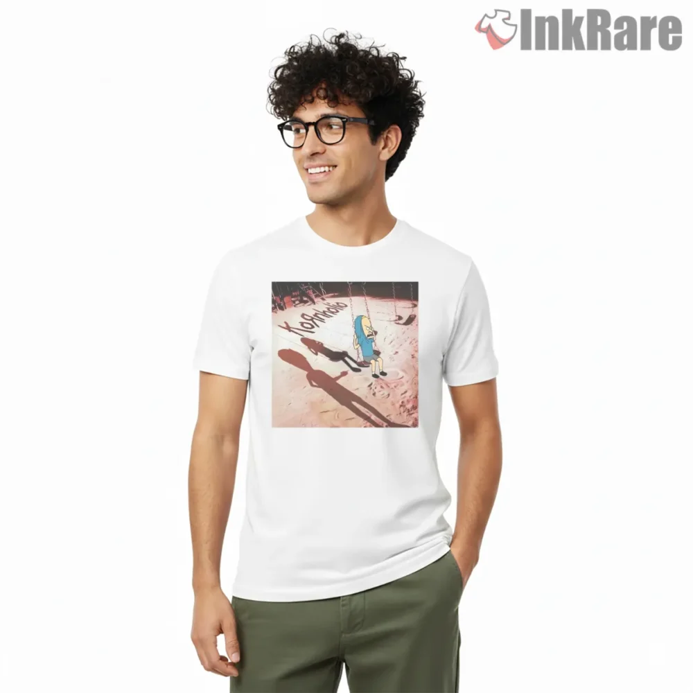 Beavis Korn Holio Rock Music Shadow Swing Shirt on white short sleeve shirt for men graphic tee