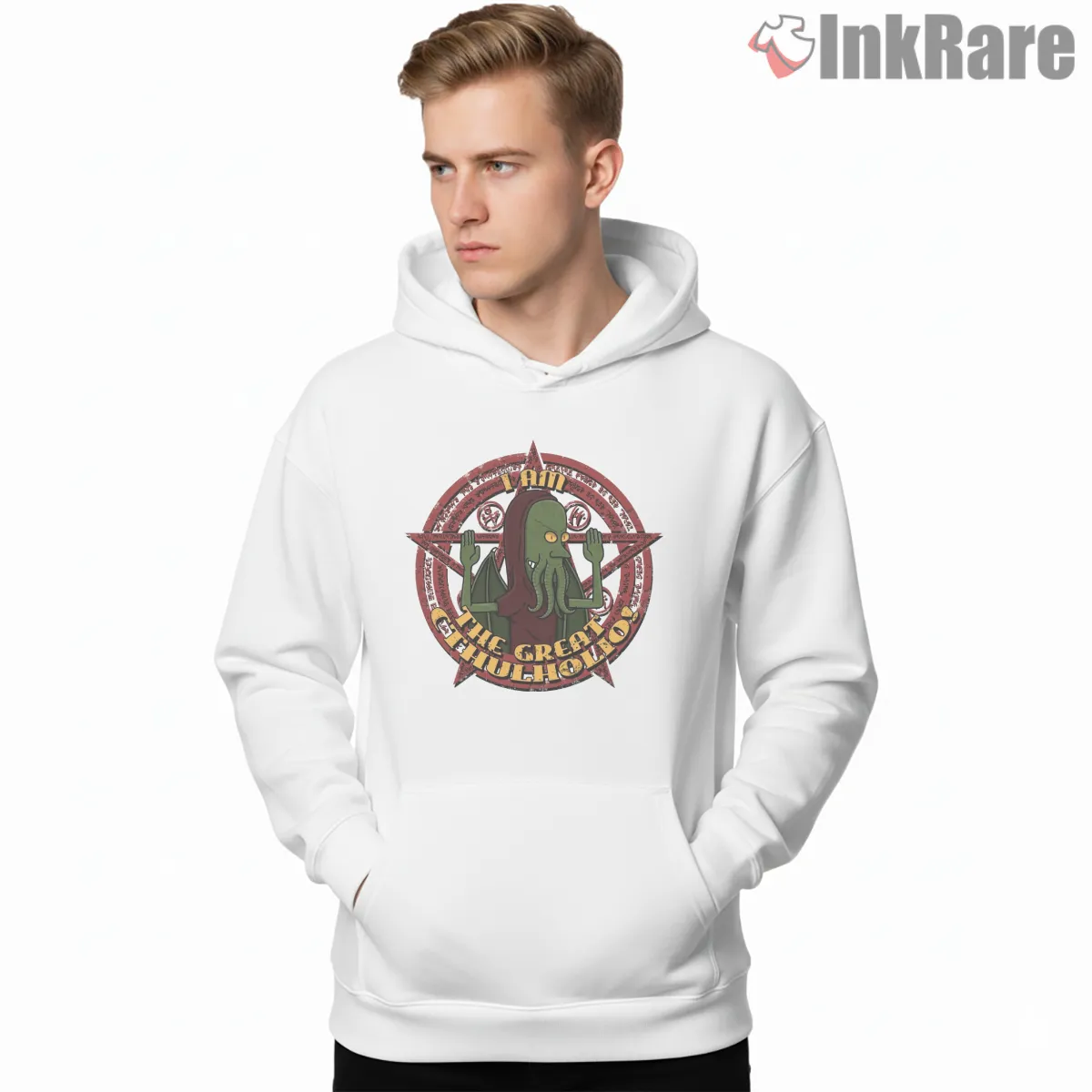 Beavis The Great Cthulholio Eldritch Parody Shirt on white hoodie for men graphic tee