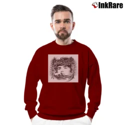 Men’s Bedazzled Drimble Wedge The Vegetation Crewneck Sweatshirt in maroon | Cozy Fabric, Clean Style