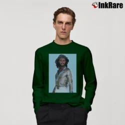 Men’s Bee Gee Barry Gibb 70s Style Long-Sleeve Shirt in forest green | Sleek, Lightweight, Year-Round Wear