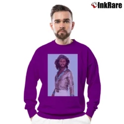 Men’s Bee Gee Barry Gibb 70s Style Crewneck Sweatshirt in purple | Cozy Fabric, Clean Style