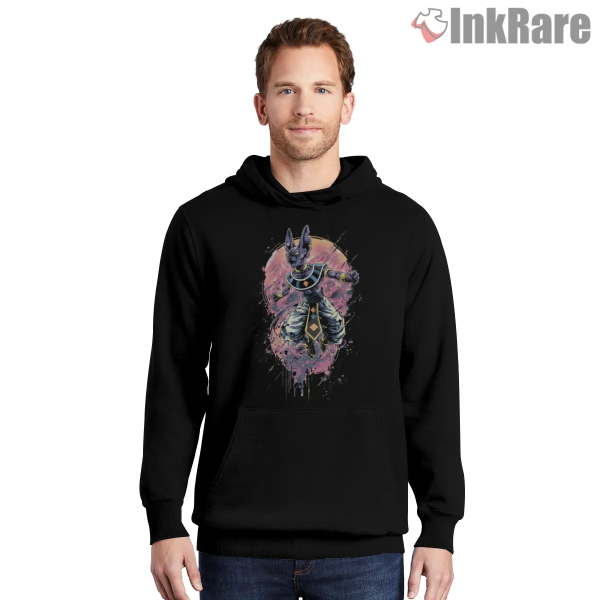 Beerus Cosmic Splash God Of Destruction Hoodie Black Beerus Cosmic Splash God Of Destruction Shirt on black hoodie for men graphic tee