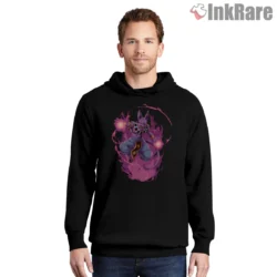 Beerus Twin Orbs Cosmic Power Shirt on black hoodie for men graphic tee