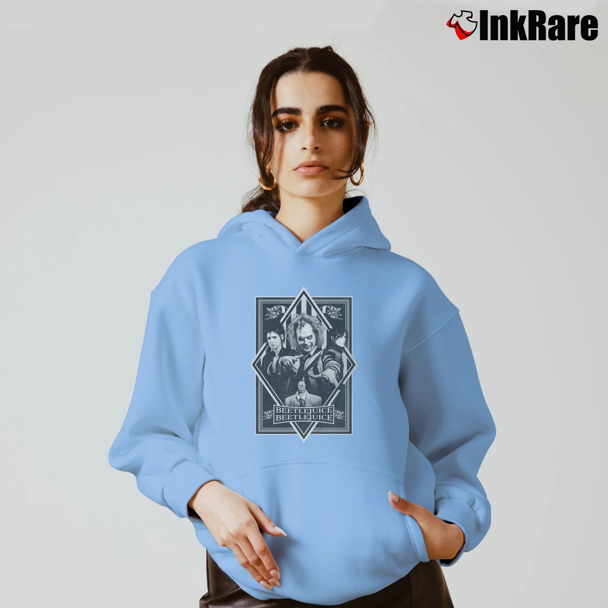 Beetlejuice Beetlejuice Women’s Cozy Hoodie in light blue – Urban Chic Women’s Beetlejuice Beetlejuice Cozy Hoodie in light blue | Warm, Structured, Stylish